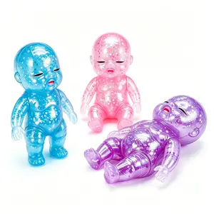 3PCS Squishy Babies Glitter BigDancing Soft Moldable Slow RisingSensory Fidget Toy Stress AnxietyRelief for Kids Adults Easter BasketChristmas Stocking Birthday Gifts(Blue+Purple+Pink)