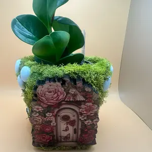 3. Handcrafted 4in Terracotta Pot. Fairy pot for home garden.  “Kitty Galore”
