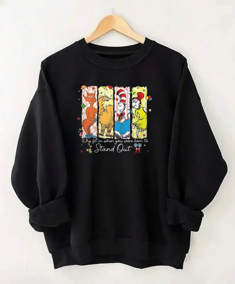 Dr. Seuss Teacher Sweatshirt, Read Across America, Lorax & Cat in the Hat