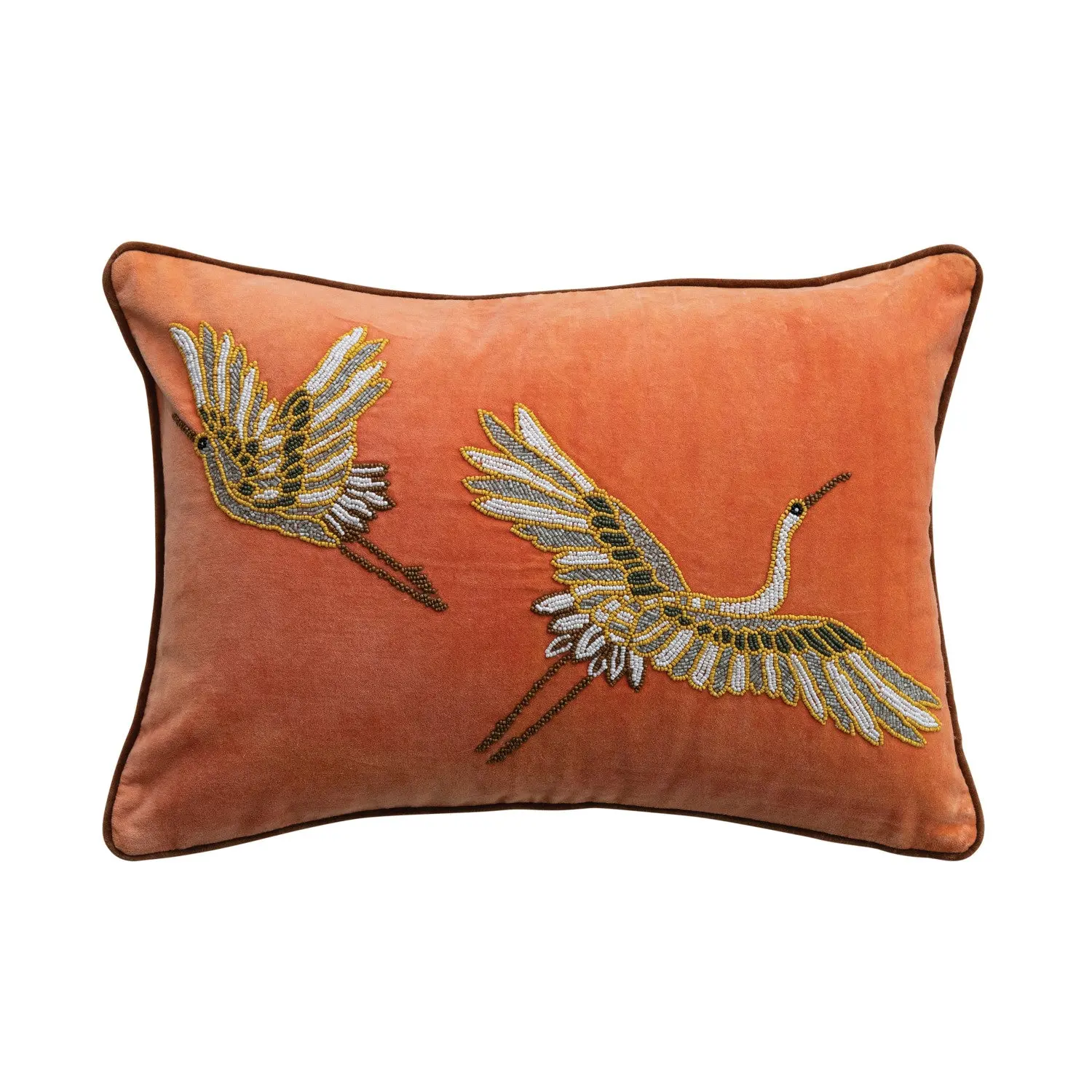 Beaded Crane Pillow