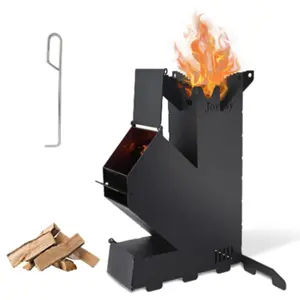 Portable Wood Mini Burning Stove for Cooking - Rocket Stove for Backyard Cooking, Camping, and Outdoor BBQ Events fire  pit