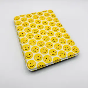Smiley Clear Back Kindle Case with Hand Drawn Art and Hand Strap Faux Leather for 6 6.8 7 Inch Models Magnetic Closure Auto Wake Sleep Function - Cover