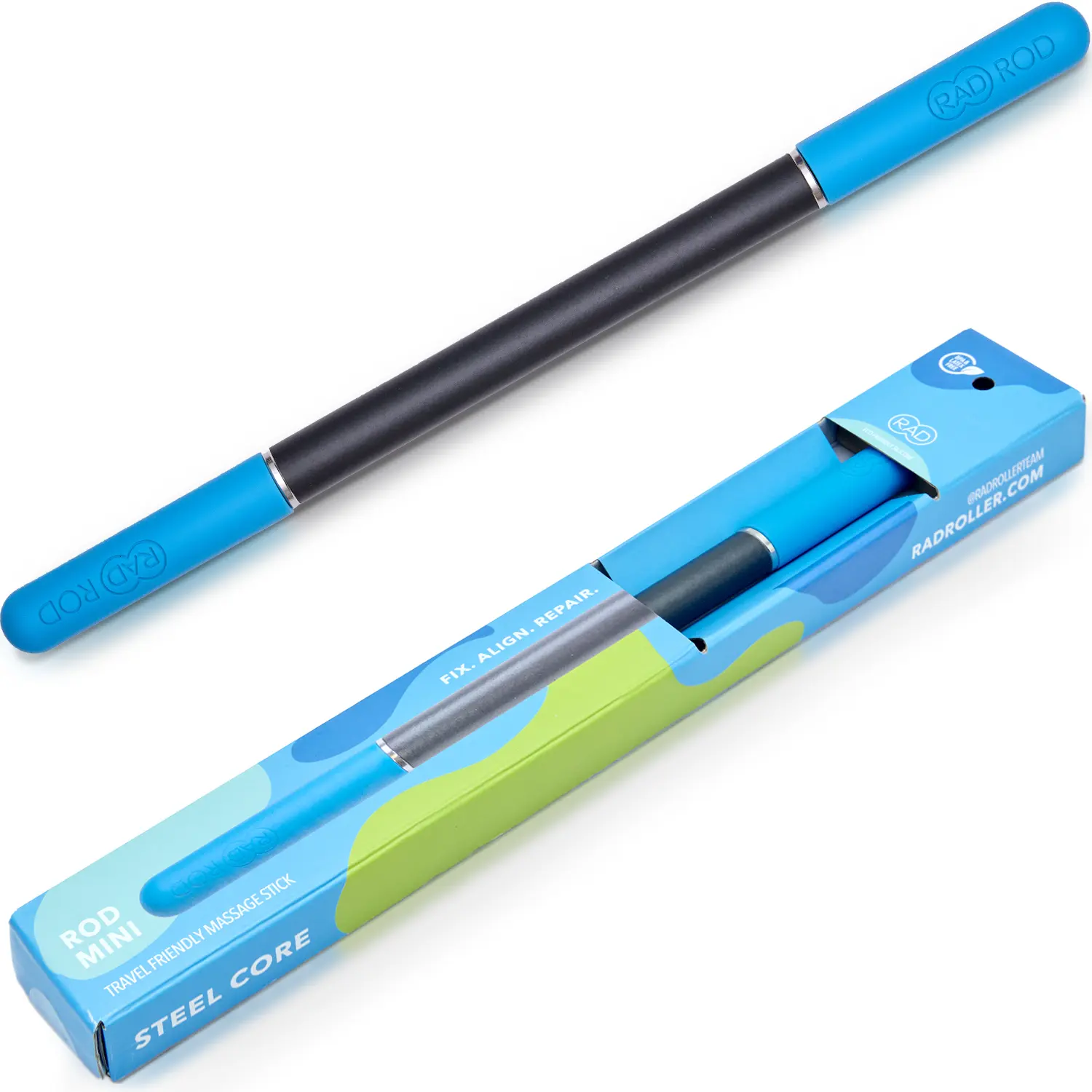 RAD Rod Mini Massage Roller Stick - Myofascial Release Roller for Legs, Shoulders, Neck, Back, Arm - Muscle Roller for Athletes - Travel-Ready Deep Tissue Massage Roller for Mobility & Recovery