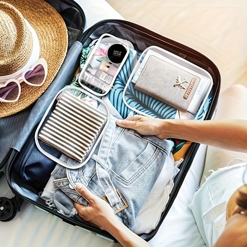 6pcs Double Zippered Hard Pouch, Transparent Storage Bag, Includes 3 Different Sizes.Toy Storage, Hard Plastic, Pencil Case, Hard Plastic Clay Organiser, Clear Hard-shell Zip Case, Portable Make-up Bag for Holidays, Bathroom And Storage