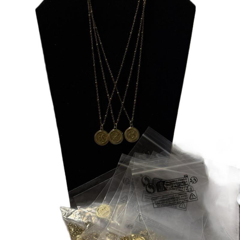 Yellow Gold Stainless Steel Zodiac Sign Necklace - Gold Chain with Coin Charms for Zodiac Lovers