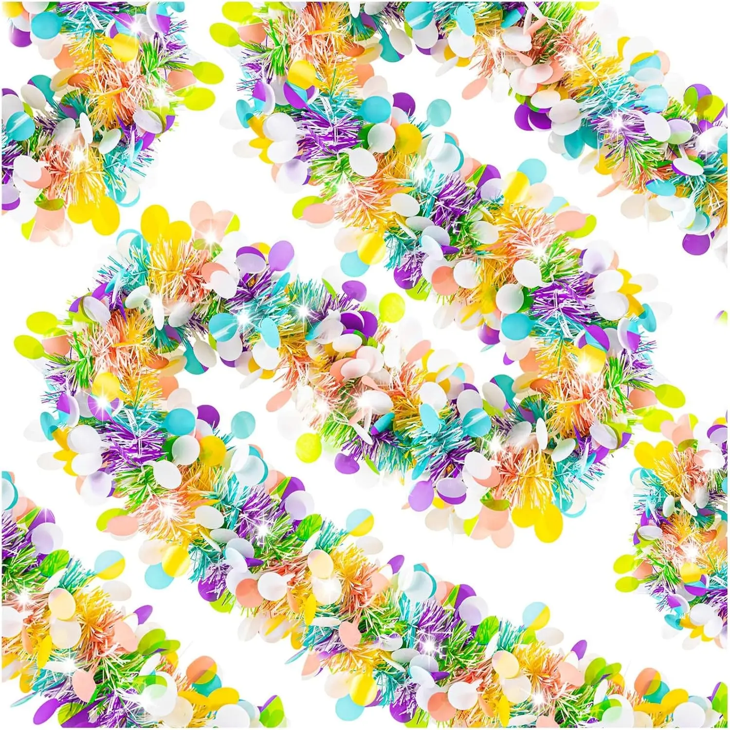 6 PCS Easter Tinsel Garland, 39.4 ft Egg Tinsel Garlands