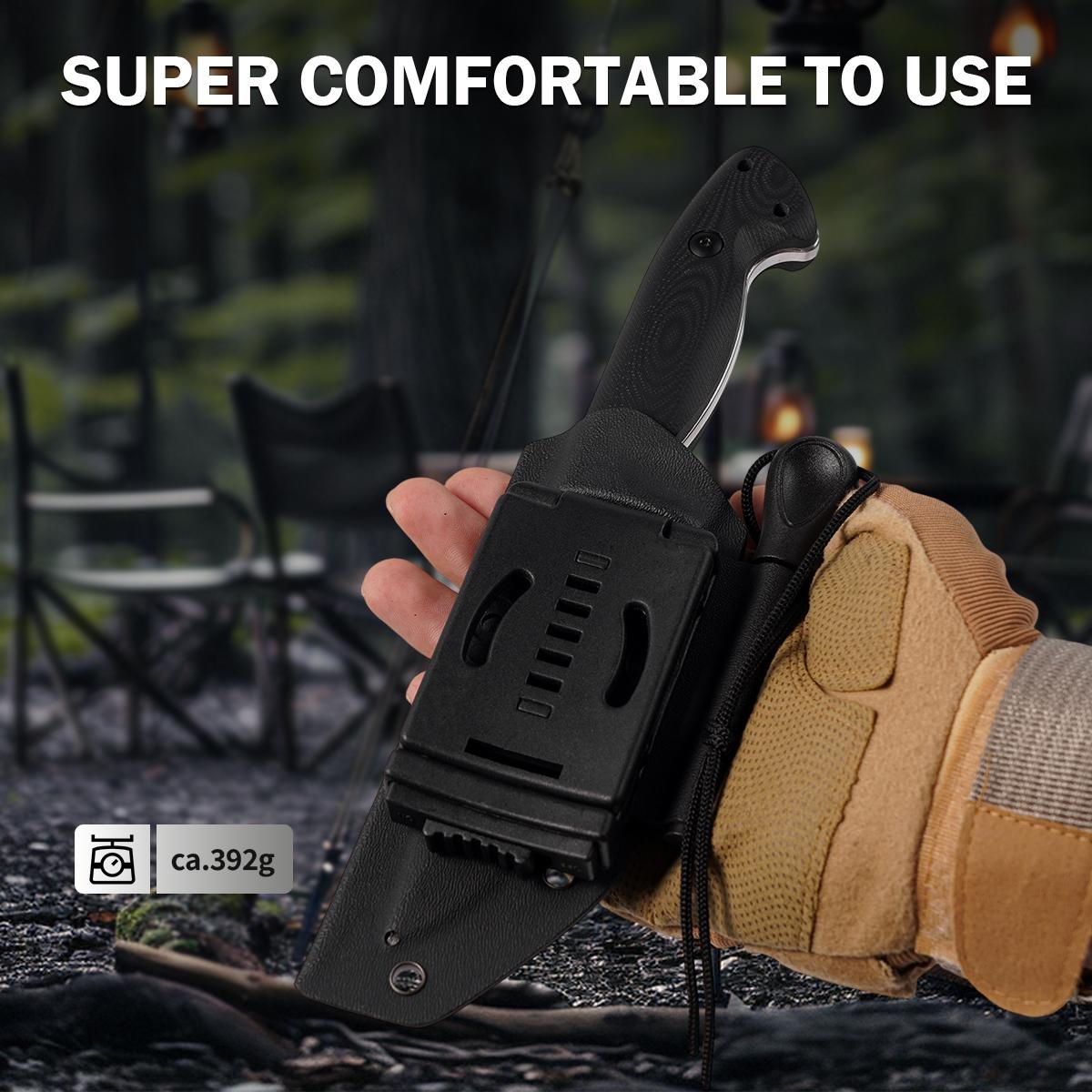 Camping Tactical Fixed Blade Utility Knife，Premium Tactical Fixed Blade Knife with Kydex Sheath, Must-Have Gear for Outdoor Adventures