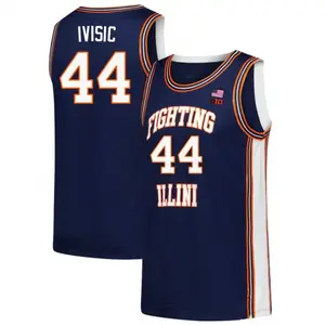 Navy #44 Ivisic Basketball Jersey, Illinois Style Mesh Sleeveless Jersey, Custom Name Number Tank Top, College Game Day Shirt, Fan Gift