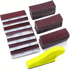 Miniature Heavy Duty Sander Kit, Sander Handle Tool & Sandpaper Kit, Sand Wood for Home DIY Crafts Making, Tight Narrow Space Polishing Self-adhesive Sandpaper, Backing Polishing Pad Grinding Block
