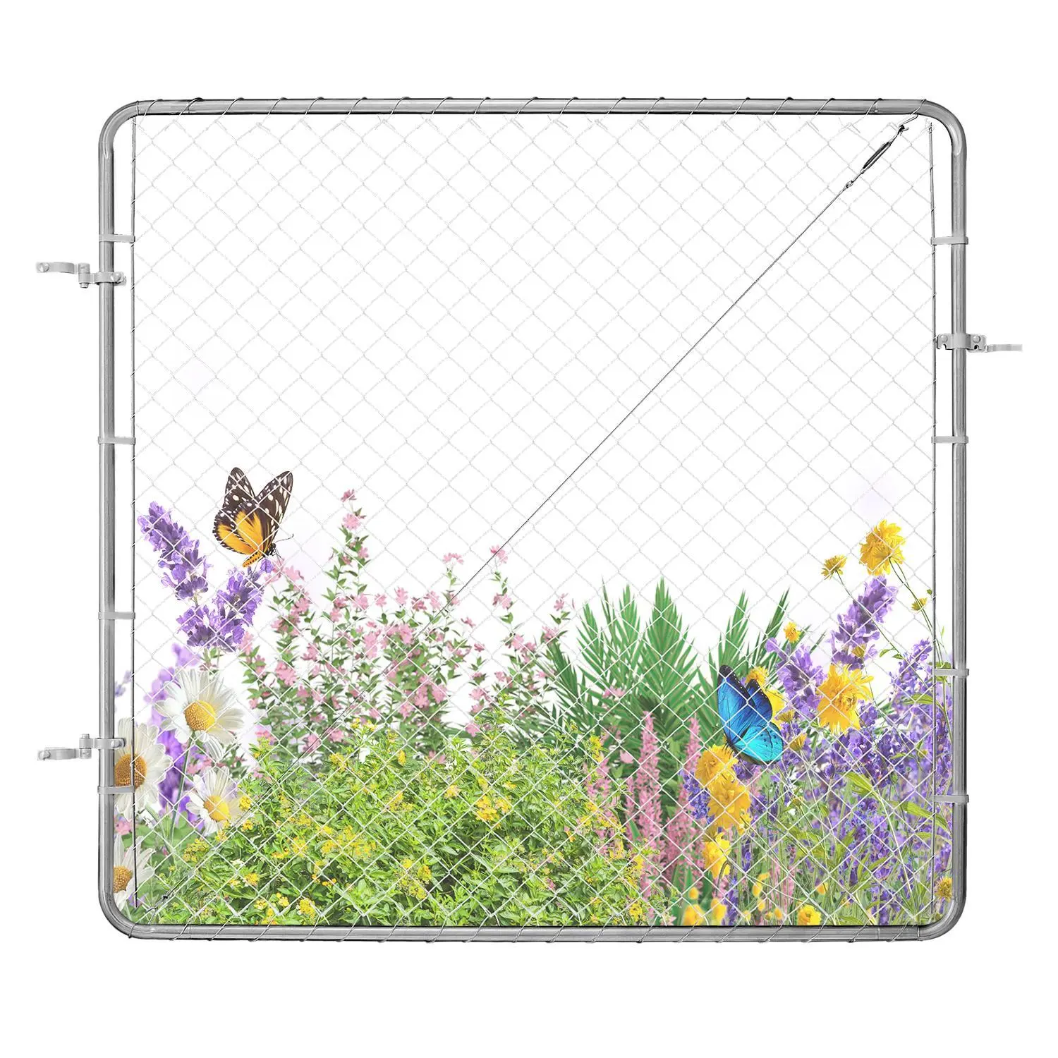 VEVOR Chain Link Fence Gate,  , 70 x 72 in, Adjustable Chain Link Fence Panel, Fit 3 ft (W) x 4 ft (H) Garden Fence Gate Opening, Rust-Resistant Galvanized Fencing Gate for Farm Posts Not Included#BackToSchool
