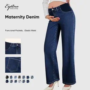 Eytino Maternity Jeans for Women High Waist Straight Leg Pregnancy Denim Pants with Pockets