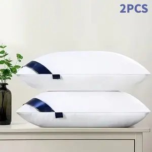 2 piece star rated hotel quality pillow - deep sleep neck support, high pillow core that never falls down all year round, hypoallergenic polyester fiber cover, machine washable