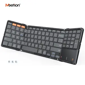 MEETION Bluetooth Foldable Keyboard with Touchpad & Numeric Keypad, Wireless Folding Keyboard, Portable Multi-Device Keyboards, Full-Size Travel Business Design for Windows Mac iOS Android iPad Tablet