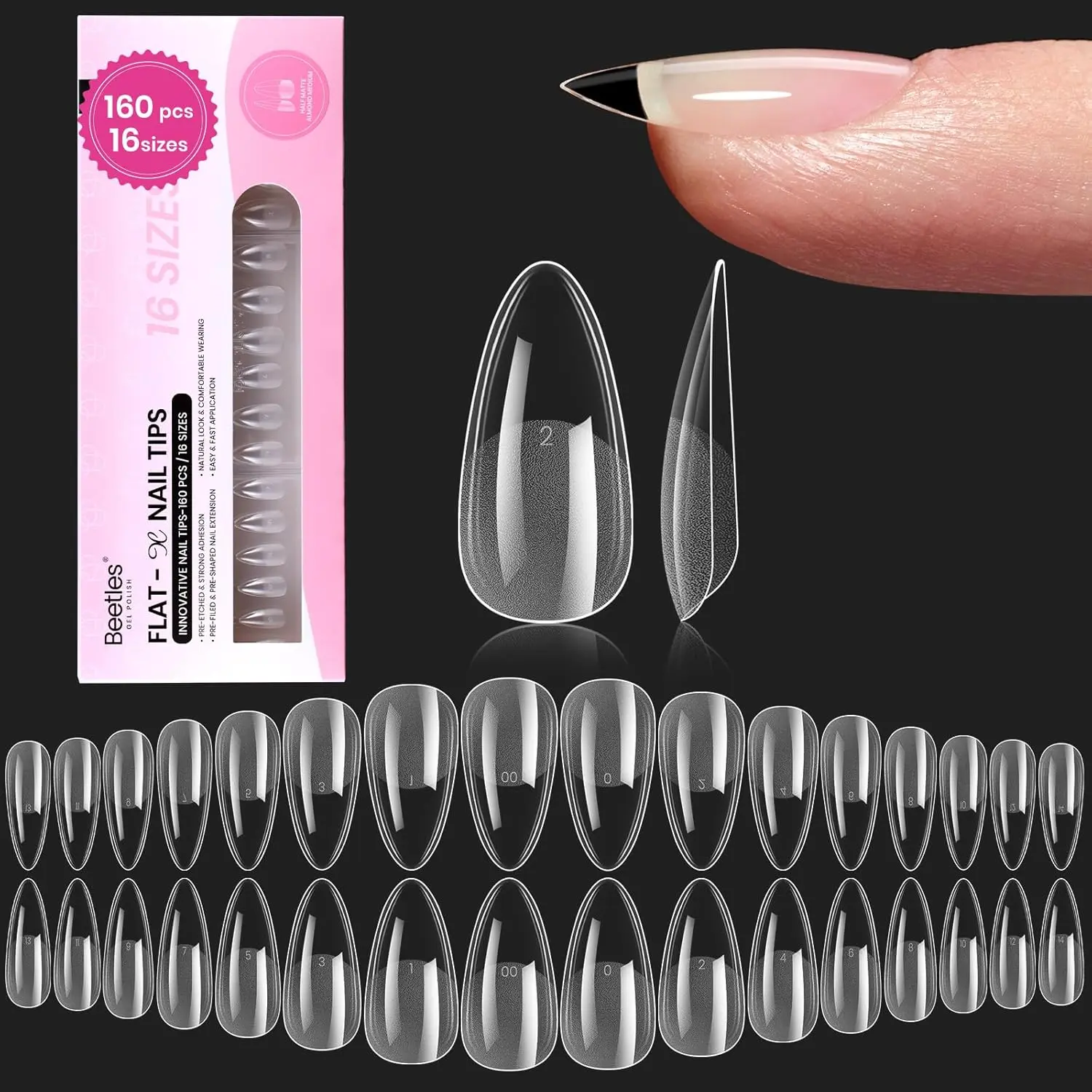 160pcs-Medium Almond (Flat-X )