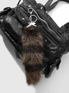 Cheetah Pattern Bowknot Keychain Bag Charm, Animal Design DIY Vintage Accessory, All-Season Street Style Decor