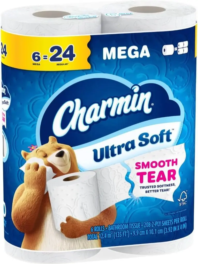 Toilet Paper & Wipes, 6 Mega Rolls Equivalent to 24 Regular Rolls