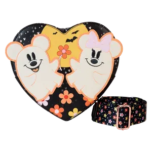Mickey & Minnie Floral Ghost Figural Heart Glow Crossbody Bag