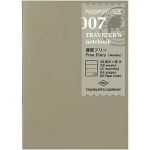 Travelers Company 14327006 Traveler's Notebook, Refill, Weekly Free, Pack of 2, Passport Size
