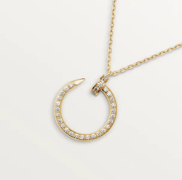 Pre-owned Cartier Juste un Clou Yellow Gold Full Paved Pendant Necklace Full Set