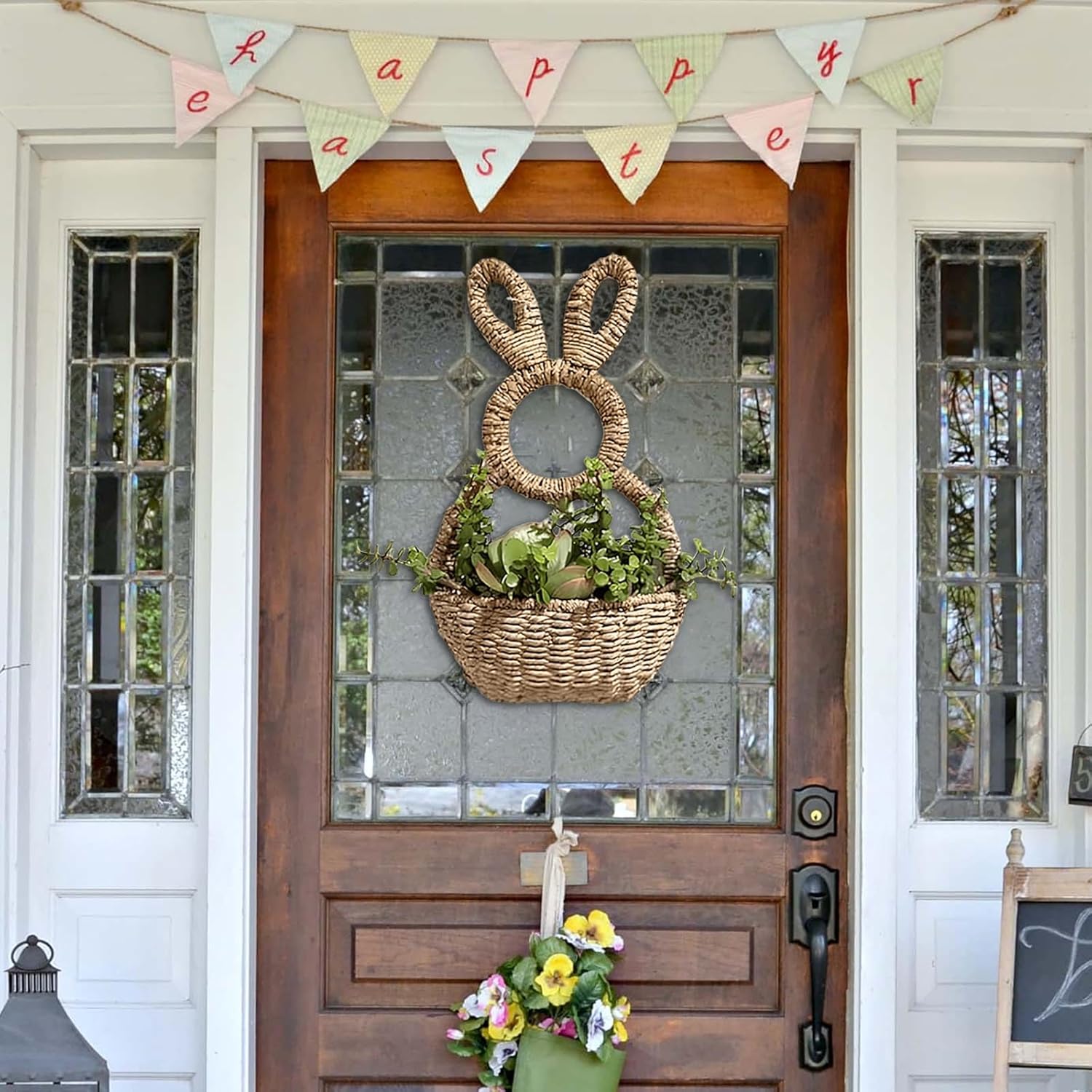 Bunny Basket Hanging Wall Pocket Spring Decor Hand Woven Wicker Easter Basket Bunny Ornament Wicker Easter Baskets Rabbit Statue Spring Wreath for Front Door Decorative Gift Bunny Basket Hanging Wall Pocket Spring Decor Hand Woven Wicker Easter Basket Bunny Ornament Wicker Easter Baskets Rabbit Statue Spring Wreath for Front Door Decorative Gift
