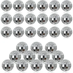 30Pcs 1.18in(3cm) Small Silver Mirror Disco Ball Reflective Ornaments for Christmas Cake Party Stage Decoration