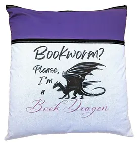Purple Book Dragon Book Pillow With A Pocket