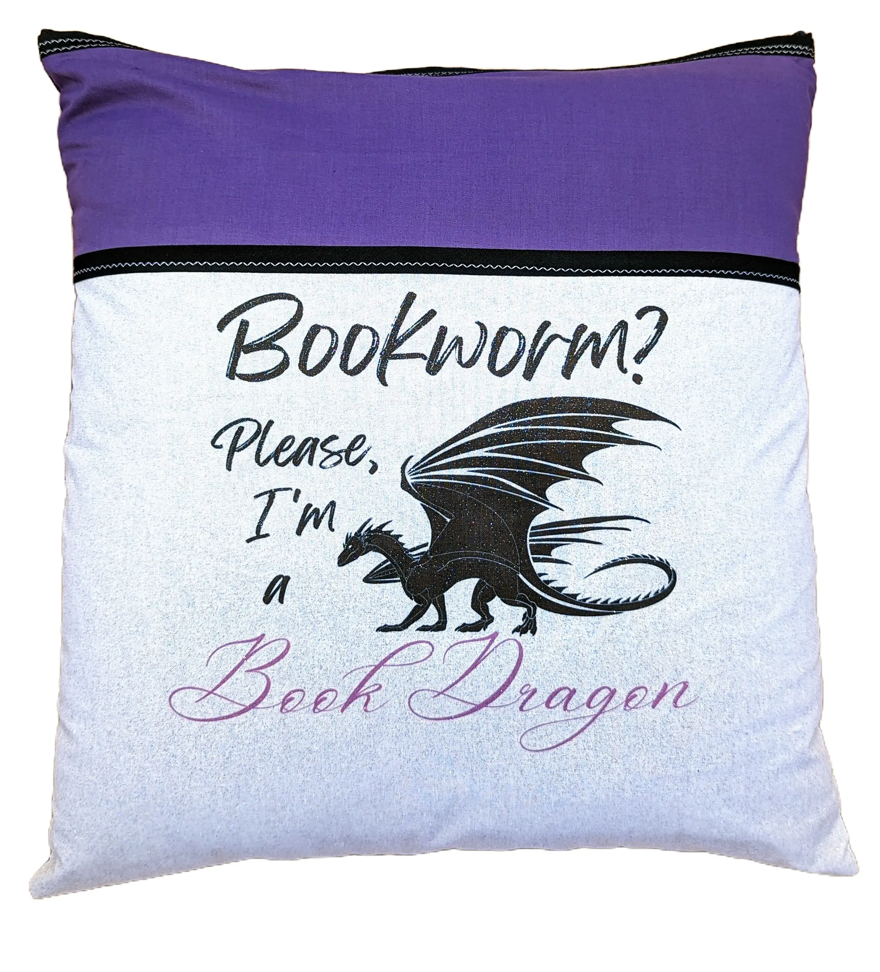 Purple Book Dragon Book Pillow With A Pocket