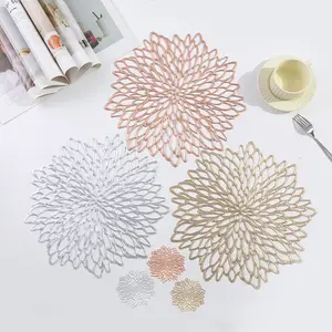 4pcs PVC Floral Table Mats, Heat Resistant Non-Slip, Waterproof Reusable, Kitchen Dining Party Gift, Home Restaurant Use, Floral Pattern Placemat