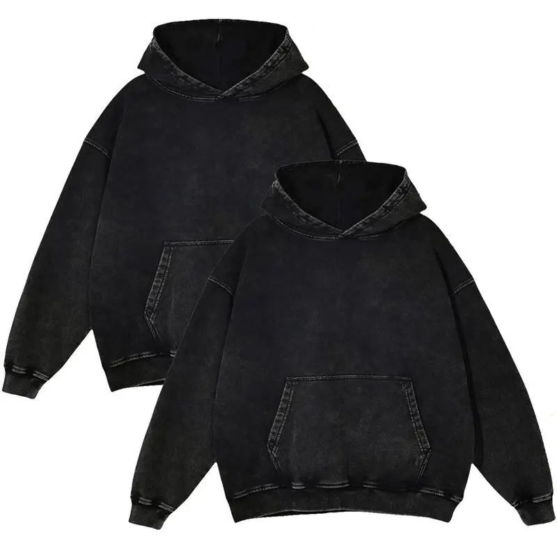 1Pack / 2 Pack Fleece Wash Hoodie Oversized Vintage Unisex Hoodie with Pockets for Men Women Couples Distressed Look Medium Casual Tops