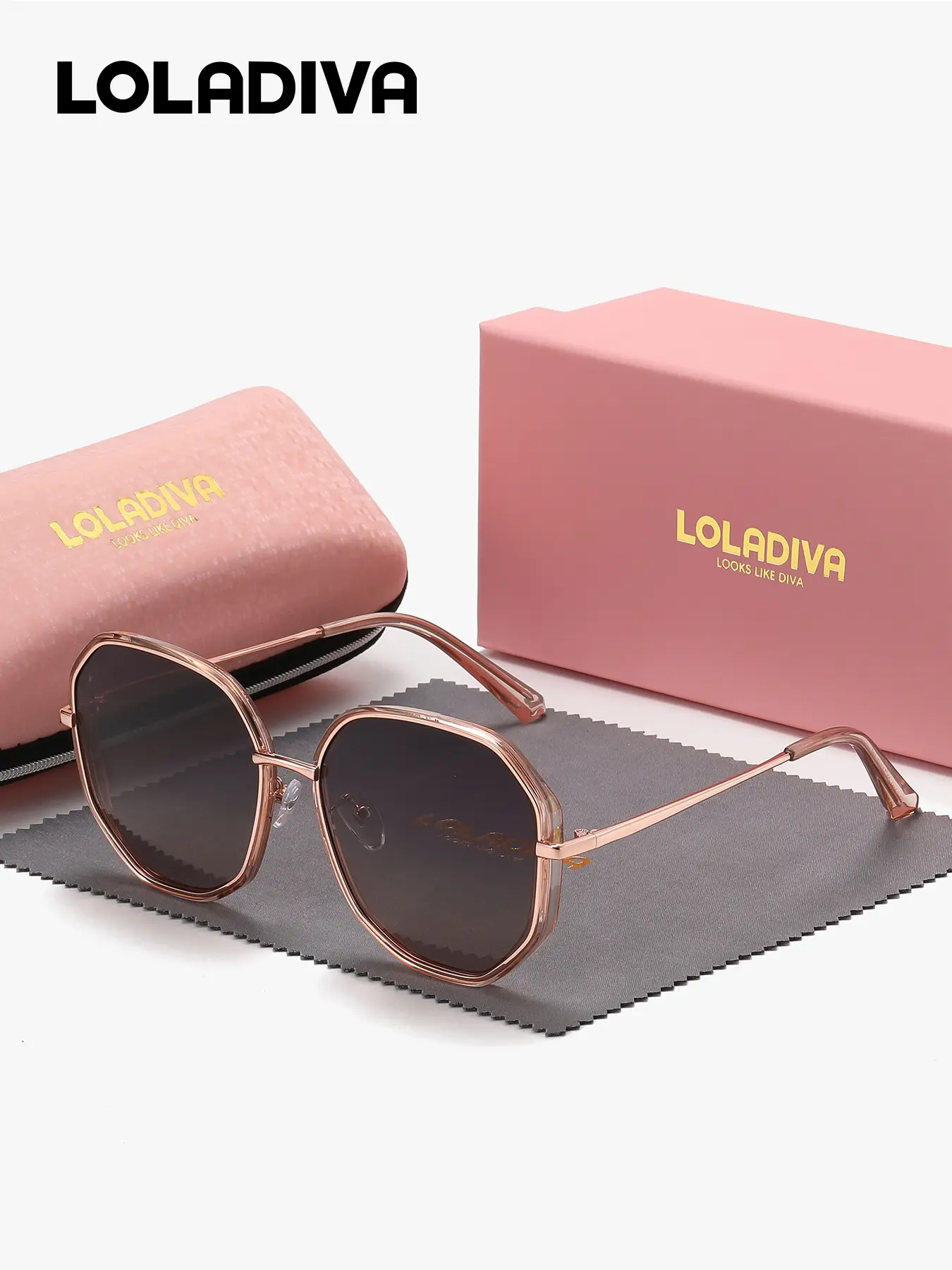 1 Pair LolaDiva Unisex Full Geometric Frame, Classic Polarized High Quality Sunglasses, Stylish Sunglasses, Styling Sunglasses, Lightweight frames urban style UV400, Modern Frames Sunglasses, Lightweight Durable Sunglasses