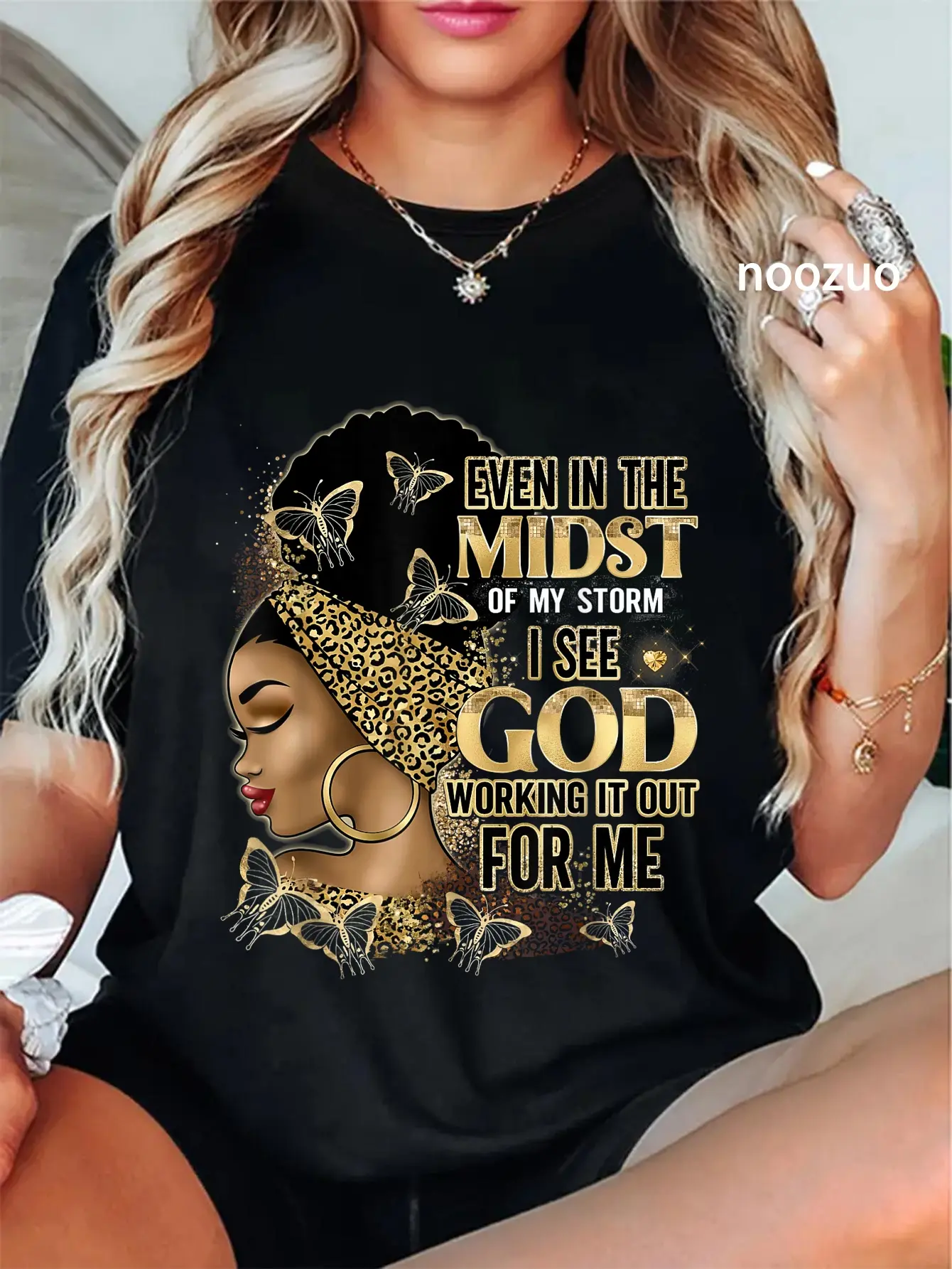 100% Cotton Even In The Midst Of My Storm I See God Working It Out For T-Shirt Christ Christian Tops