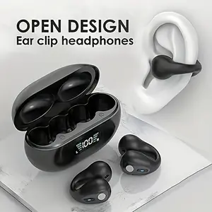 Open-style Bluetooth earphones, clip-on earphones, stereo wireless earphones, with LED battery display charging case, for sports and running, suitable for various scenarios