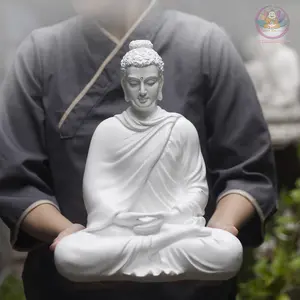 White Shakyamuni Buddha Statue Minimalist Zen Altar Decor Spiritual Gift for Zen Settings and Spiritual Gifts