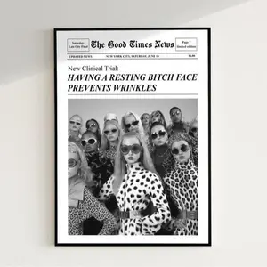 Trendy Hot Girls Print Newspapers Wall Art, New York News  That Girl Vintage Bar Cart, It Girl Dorm Retro Wall Art