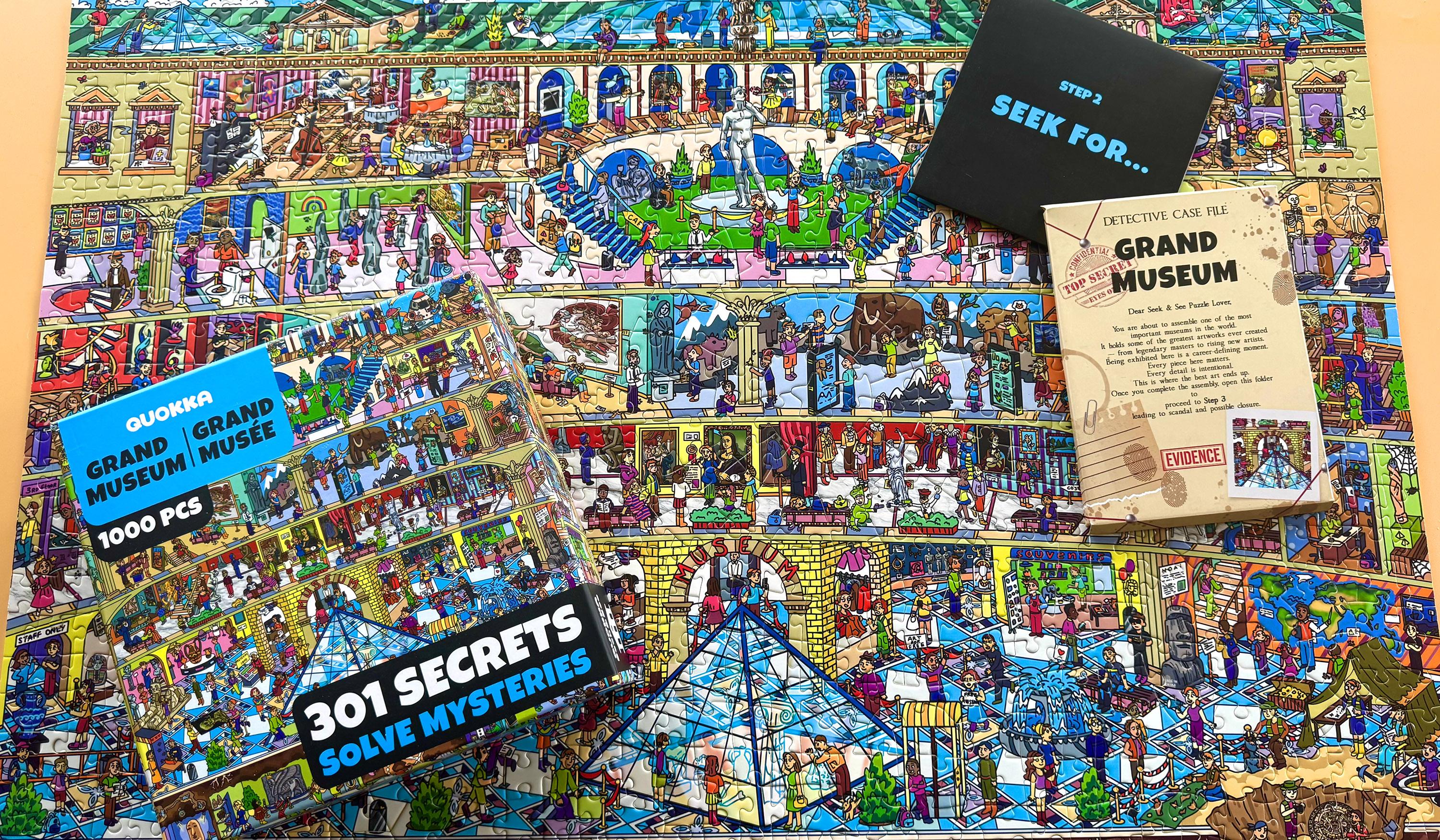 QUOKKA 1000-Piece Interactive Puzzle for Adults, Grand Museum Themed Puzzle with Hidden Tasks, 301 Observation Challenges