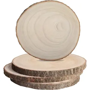 Slices for Centerpieces 4 count,  Rounds Cookies for Crafts, Rustic  Circles & Slabs, Wooden Discs for Tables Decor-for Art Projects and Rustic Weddings (4pcs 8.5-9 inch)