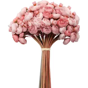 Ranunculus Artificial Flowers 18 Pcs Dusty Rose Faux Silk Mini Ranunculus Bulk Fake Wedding Filler Flowers for DIY Bouquets, Centerpieces, Bridal Shower Decorations & Arrangements