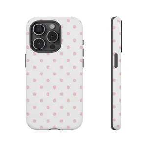 Pink Polka Dot Phone Case Cute Aesthetic White Pink Polka Dot Phone Case for iPhone 17 16 15 14 13 12 11