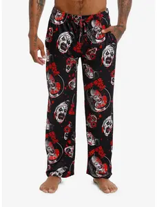 Terrifier 2 Art The Clown Pajama Pants | Horror Movie Unisex Lounge Sleepwear | Soft & Comfy Night Pants for Men & Women
