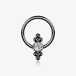 Blackline Royal Bali Essence Beaded Steel Captive Bead Ring