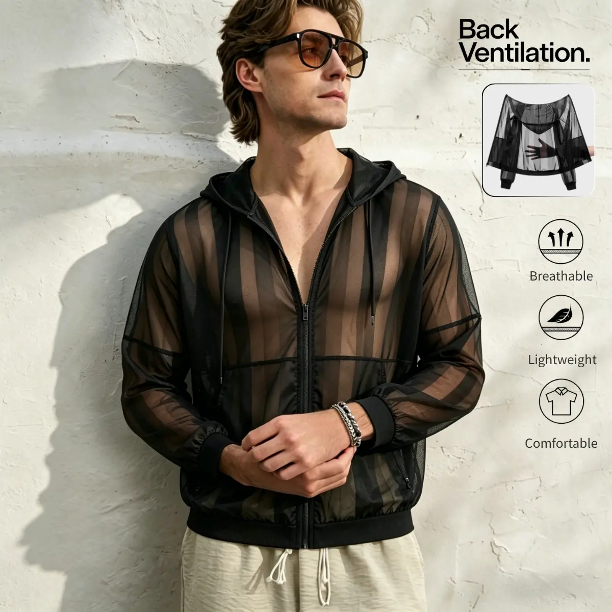 Summer cooling mesh sun-protection jacket — breathable, lightweight athletic top that doesn’t trap sweat
