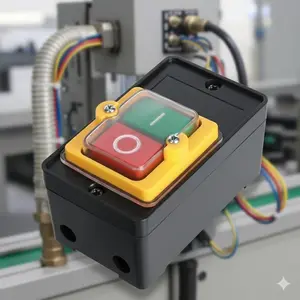 Waterproof Dustproof Emergency Stop Switch 10A 250V, High-Current Control for CNC Machine Tools, Drill Press, Plastic Motors. Industrial Safety Button, Corrosion-Resistant Durable Switch Kit for Punch Press & Power Tools.