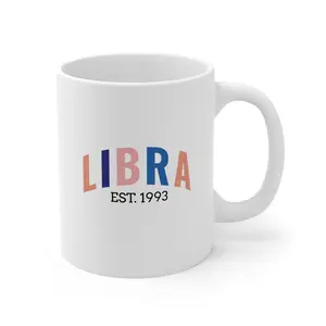 Libra Zodiac Ceramic Mug, Astrology Gift for Birthdays, Coffee Lovers, Horoscope Enthusiasts, Personalized Mug, Unique Coffee Cup, 11oz, Zodiac Sign, Horoscope, Drinkware