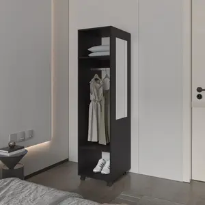 Benson Wardrobe in melamine with mirror and open storage