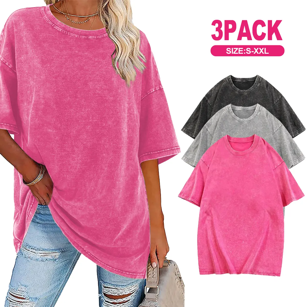 HarleyLand 1/3 Pack Unisex Cotton T-Shirts Soft Solid Color Short Sleeve Crew Neck Casual Loose Fit Tees for Summer Streetwear Daily Wear