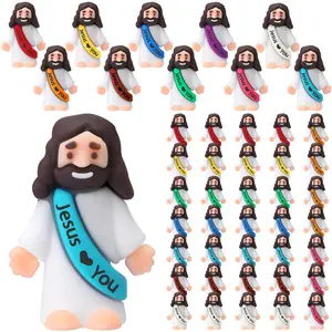 50Pcs Easter Egg Stuffers Little Jesus Figures Original Design Jesus love You Figures Cute Jesus Ornaments for Boys Girls Easter Egg Hunt Cute Jesus Ornaments to Hide and Seek Religious Party Favors Sunday School Baptism Gifts Easter Home Decor