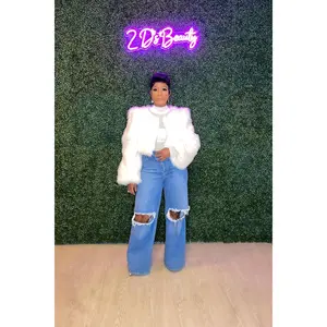 White Cropped Fur Jacket