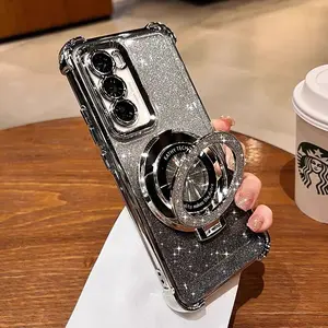 Luxury Glitter Magsafe Magnetic Ring Stand Case for Samsung Galaxy S24 S23 S25 Ultra A55 A35 A25 A15 A05S A71 A54 A53 A52 Cover phone cases cellphone protect smartphone
