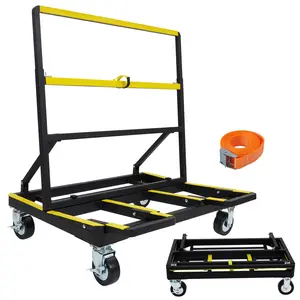 GARVEE Heavy-Duty GARVEE 2200 lbs Drywall Cart with Extendable Deck, Ideal for Plywood, Sheetrock, Glass, and Construction Materials, Featuring 4 Swivel Wheels and Brakes for Easy Maneuverability.