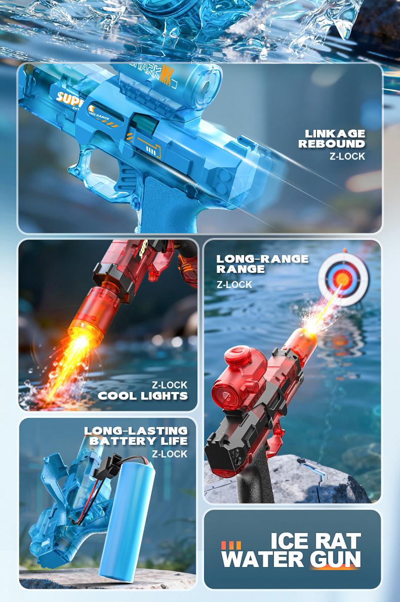 2026 Ultimate Battle Powerful Electric Water Gun, IP67 Waterproof, Automatic Squirt Pistol with Glowing Realistic Muzzle 320cc Strong Outdoor Toy forKids, Summer Fun Water Gun